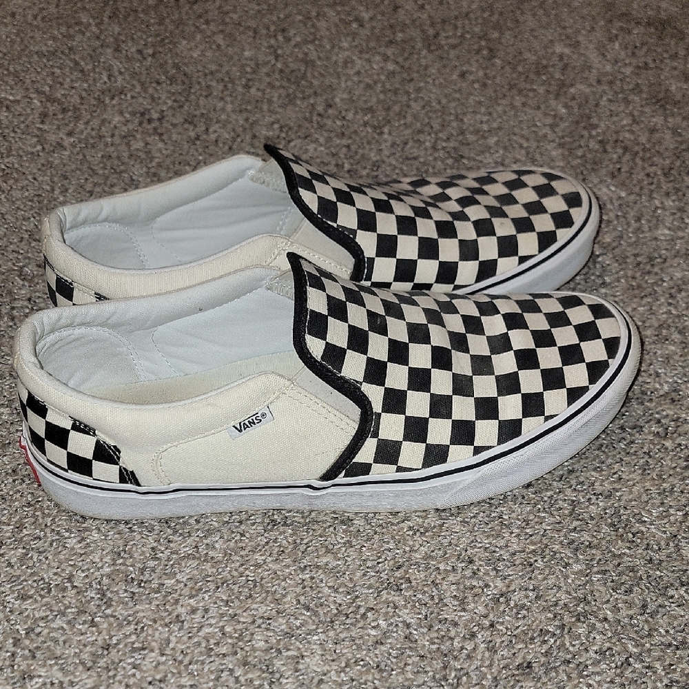 Vans Black and White Checkerboard Slip-Ons